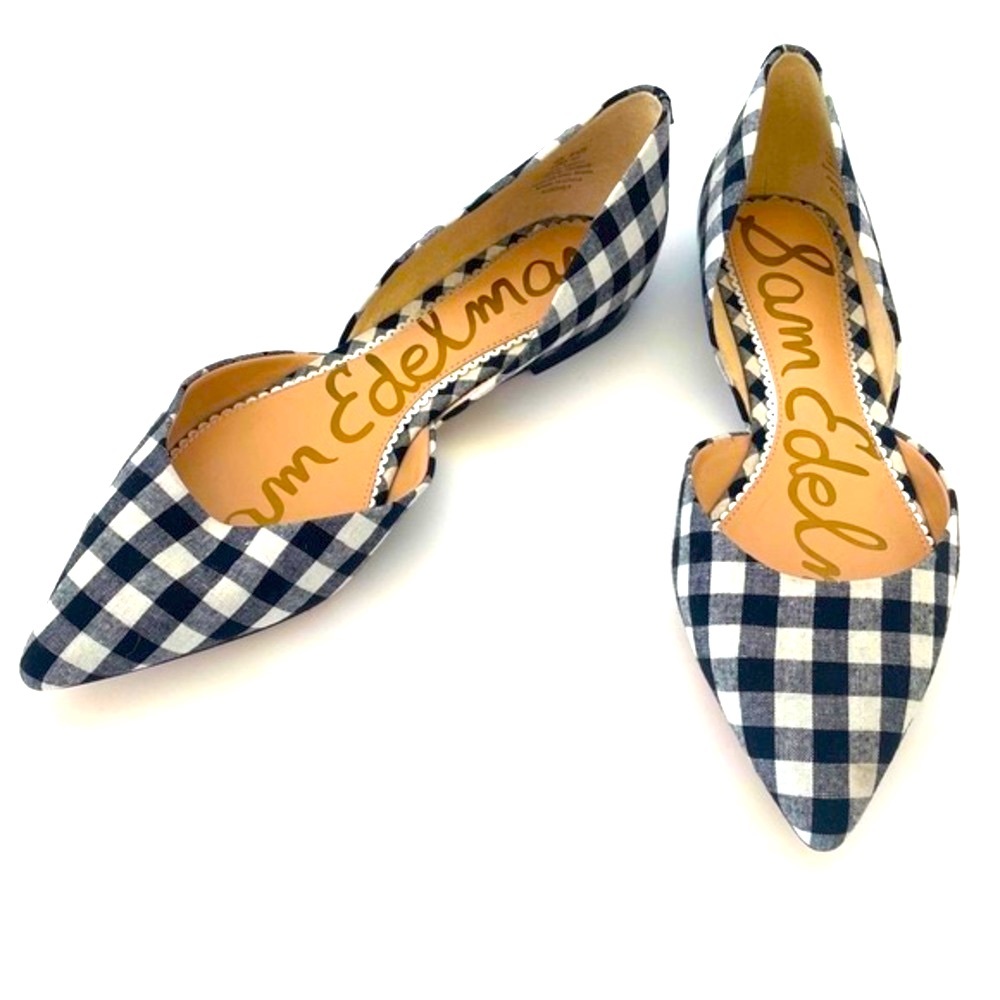 Sam Edelman gingham plaid pointy toe flats